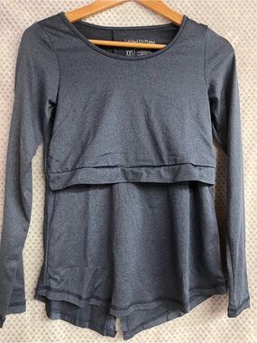 Latched Mama Slate Gray Long Sleeve Nursing Top